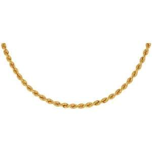 18K Gold Solid Rope Chain Necklace or Bracelet, 3.3mm wide 
