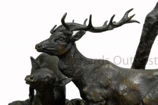 Antique Bronze P J MENE nature scene deer stag C:1850 fine genuine 