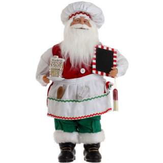 18 CHEF SANTA CLAUS WITH CHALKBOARD CHRISTMAS FIGURE  