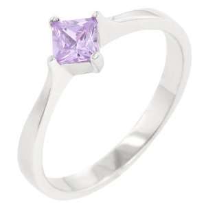 925 Sterling Silver Lavender CZ Engagement Ring