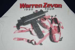 ORIGINAL VINTAGE WARREN ZEVON TOUR T  SHIRT 1980 L  