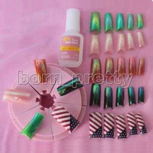 LOT 500pc Coloured Acrylic False nail Tips Nail Art Kit  