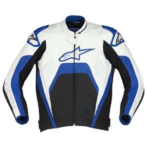 Alpinestars Tech 1 R Leather Motorcycle Racing Jacket Black/White/Blue