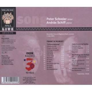 Schubert Songs; Peter Schreier tenor, A. Schiff piano  