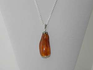   NATURAL GENUINE BALTIC AMBER BEAD 925 STERLING SILVER PENDANT NECKLACE