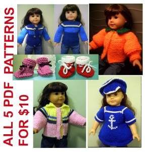   PATTERNS easy BEGINNER level for American Girl 18 doll  