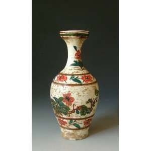  one Cizhou Ware Red&Green Coloring Porcelain Vase, Chinese Antique 