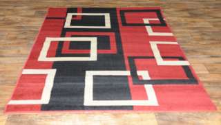 Red Black Beige Modern Design Area Rugs & Runner (1950)  