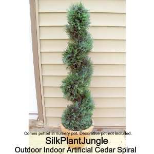  Artificial Outdoor Indoor Potted 4 foot 3 inch Cedar Spiral Topiary 