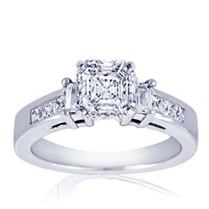 35 Ct Asscher Cut 3 Stone Diamond Engagement Ring Channel Setting 