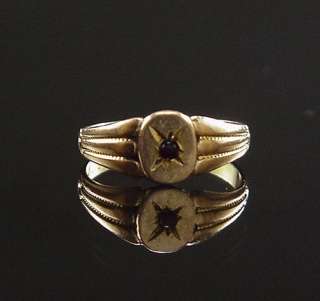 ANTIQUE 1900 OSTBY & BARTON YELLOW GOLD & GARNET BABY RING  