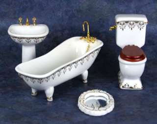 NICE Dollhouse Miniature Porcelain Bathroom Set #WCBR25  