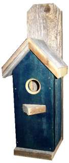 BLUE Rustic Bird/Wren House~~Recycled Wood~~Hand Made~  