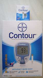 Bayer Contour Blood Glucose, 50 Test Strips FREE METER  