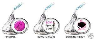 BREAST CANCER PINK RIBBON kiss labels BOWLING BOWL CURE  