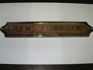 Collectible Decor Brass & Wood Crews Quarters Nautical Plaque Sign 