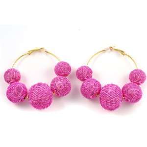  Basketball Wives PaParazzi Cute 5 Mesh Balls Earrings Pink 
