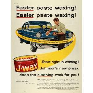 1957 Ad J Wax S C Johnson & Son Inc Car Polish Cleaner Paste Waxing 