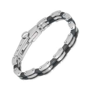   Mens Stainless Steel and Rubber Bike Chain Bracelet (7.5) Jewelry