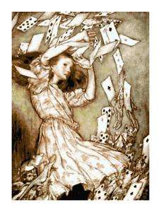 Alice in Wonderland w/ Queen Cards Cross Stitch Pattern  