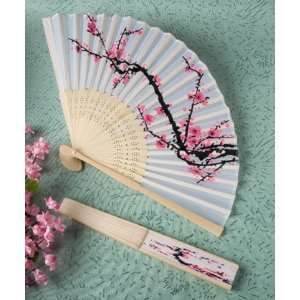  Delicate cherry blossom design silk folding fan favors 
