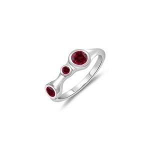   51 Cts Ruby Three Stone Wedding Band in 14K White Gold 10.0 Jewelry
