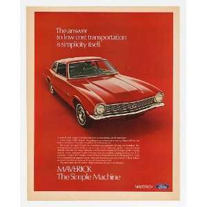   Red Ford Maverick The Simple Machine Print Ad (18765)