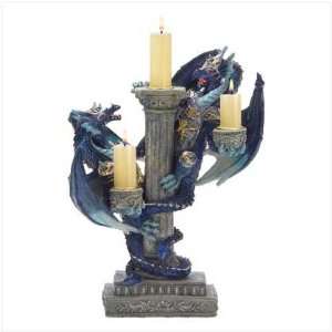   Blue Dragon Decor Candle Holder Centerpiece Figurine