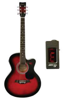 ADULT Crescent RED Electric Acoustic Guitar+E TUNER  