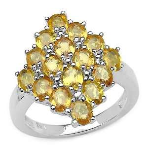 4.00 Carat Genuine Yellow Sapphire Sterling Silver Ring 