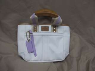 White and Light Purple Coach Handbag  