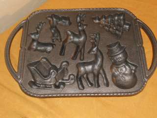 Christmas Holiday Cast Iron Bakeware Cookware Cookie Mold Pan  