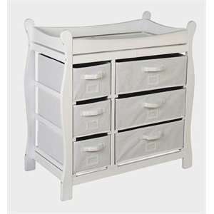  Badger Changing Tables White Sleigh Table w/6 Baskets 