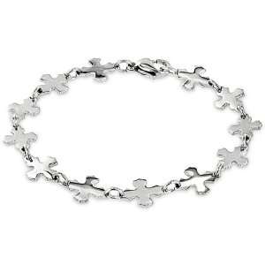    Stainless Steel Small Polished Cross Charm Bracelet Jewelry