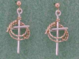 Custom Designed Cross Earrings Gold and Silver Combo  