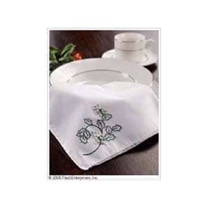  Christmas Holly Napkins Stamped Embroidery 16X16 Set Of 