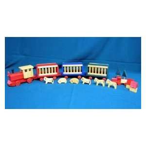  21 Piece Painted Wooden Circus Train Set * International Christmas 