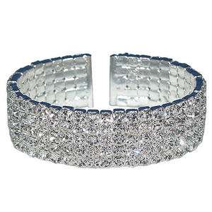 Sparkling 5 Row Spring Cuff Bracelet Swarovski Austrian Crystal 
