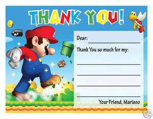 Setof10 Super Mario Bros. Personalized Thank You Cards  