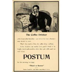  1908 Ad Postum Coffee Alternative Caffeine Drug Mich 