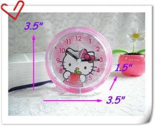 Hello Kitty Pink Desktop Analog Table Alarm Clock Night Light Super 