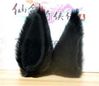 Anime Cosplay Costume LONG hair FOX Ears 15cm Hair Clip PAIR Black 