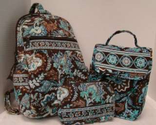 VERA BRADLEY LOT~ JAVA BLUE MINI BACKPACK~LUNCH TOTE~SMALL COSMETIC 