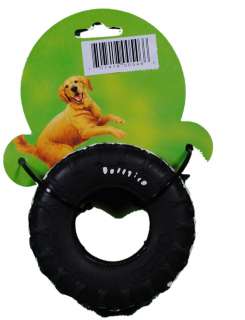 Black Durable Rubber Tuff Tire Dog Chew Toy 707418005466  