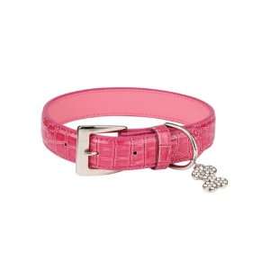  Croco Faux Leather Pet Dog Collar Pink 8 11 Kitchen 