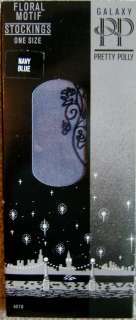   Crystal Gloss Stockings Navy Blue Floral Motif 15 Denier Smooth  