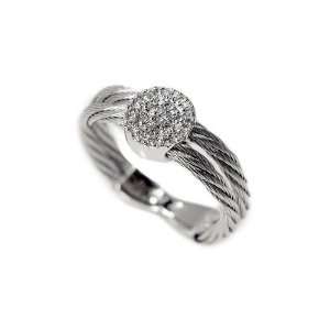  Double Strand Wire Ring, Enhanced with Circle Shape Pave Set Diamonds