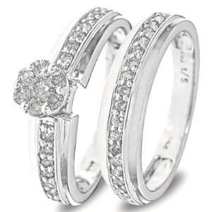CT. T.W. Round Cut Diamond Engagement Ring and Ladies Wedding Band 