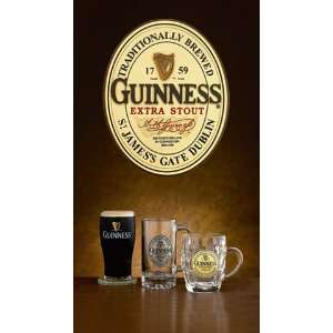  Guinness Glasses & Wall Sign   Guinness Wall Sign