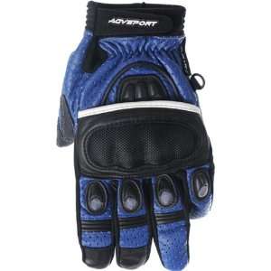   Sport Stiletto Mens Short Road Race Motorcycle Gloves   Blue / Small